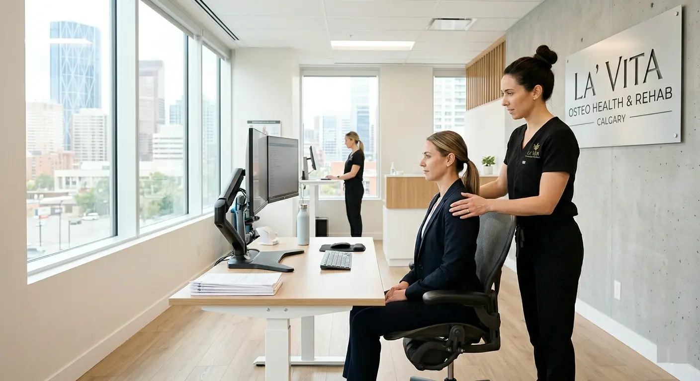 Posture correction for office workers in Calgary